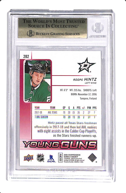 2018-19 UPPER DECK SERIES 1 ROOPE HINTZ YOUNG GUNS EXCLUSIVES /100 #202 BGS 9.5