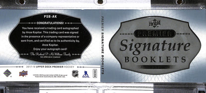 2017-18 UPPER DECK PREMIER ANZE KOPITAR SIGNATURE BOOKLETS #PSB-AK