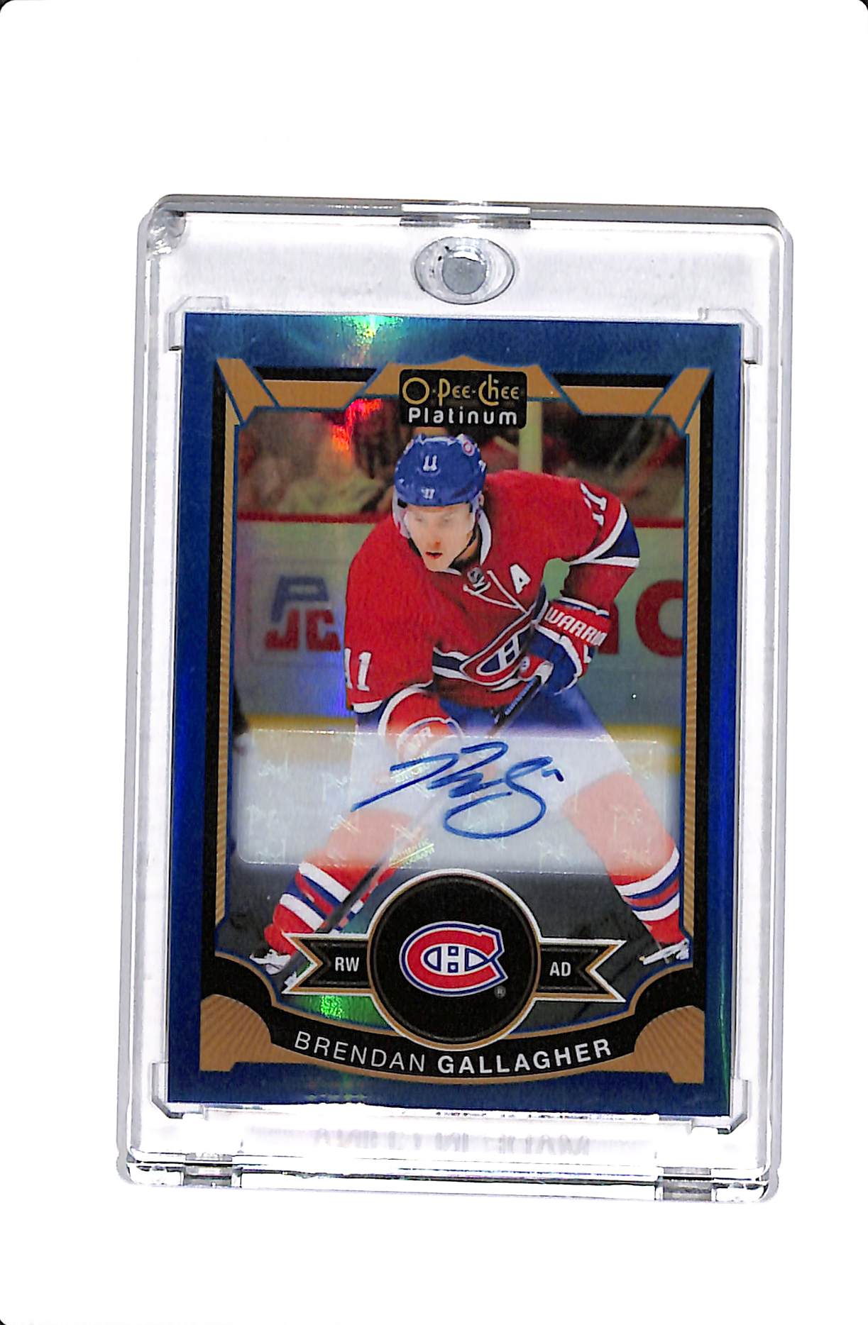 2015-16 UPPER DECK O-PEE-CHEE PLATINUM BRENDAN GALLAGHER BLUE RAINBOW AUTO #GA
