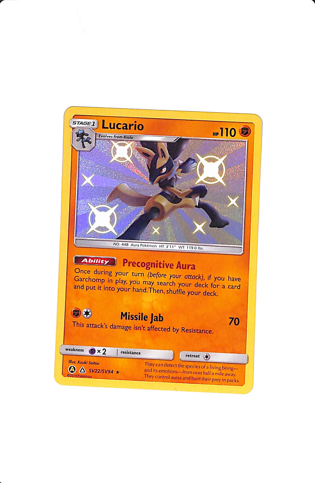 Lucario Hidden Fates: Shiny Vault Shiny Holo Rare SV22/SV94