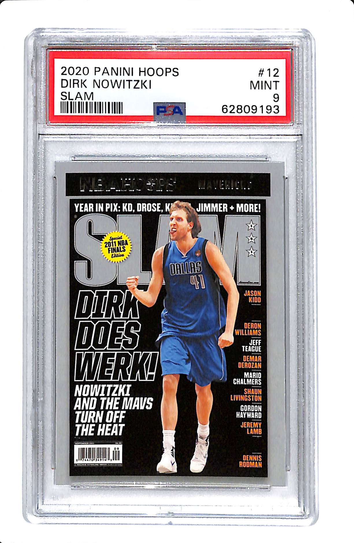 2020 PANINI HOOPS SLAM #12 DIRK NOWITZKI SLAM PSA 9
