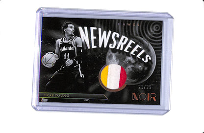 2022-23 PANINI NOIR TRAE YOUNG NEWSREELS PATCH /25 #NJ-TYG