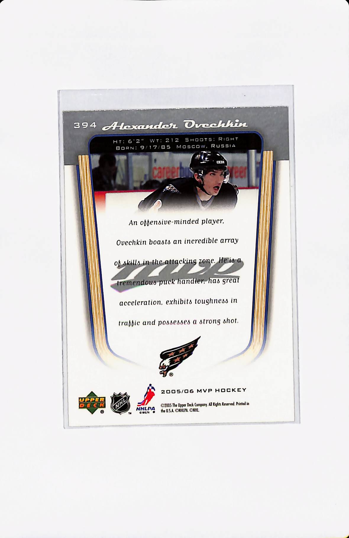 2005/06 UPPER DECK MVP ALEXANDER OVECHKIN MVP ROOKIES