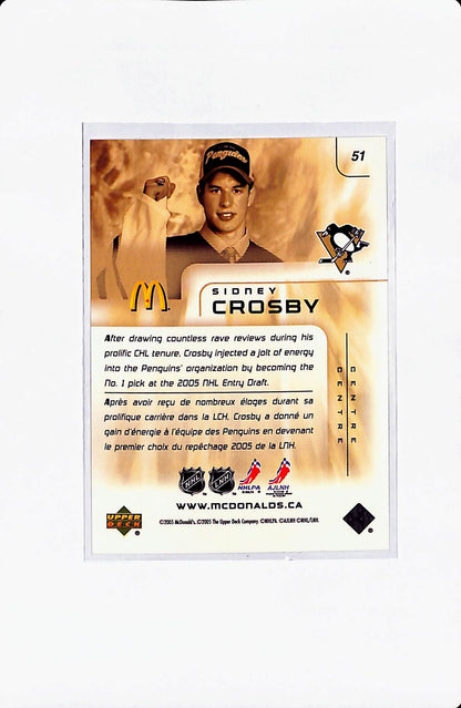 2005 UPPER DECK MCDONALD'S SIDNEY CROSBY ROOKIE