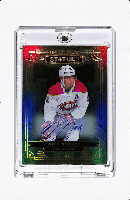2022/23 UPPER DECK STATURE NICK SUZUKI GREEN AUTOGRAPH 06/10