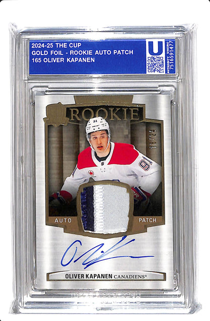 2024-25 UD THE CUP OLIVER KAPANEN #165 GOLD FOIL ROOKIE AUTO PATCH /24