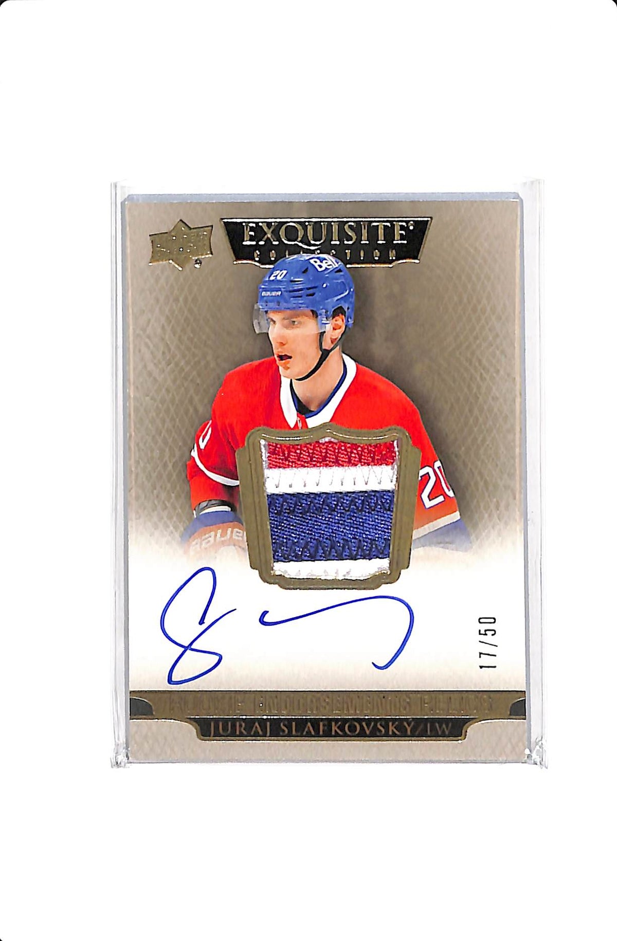 2022-23 UD EXQUISITE COLLECTION JURAJ SLAFKOVSKY #ER-SY ROOKIE ENDORSEMENTS RELICS /50