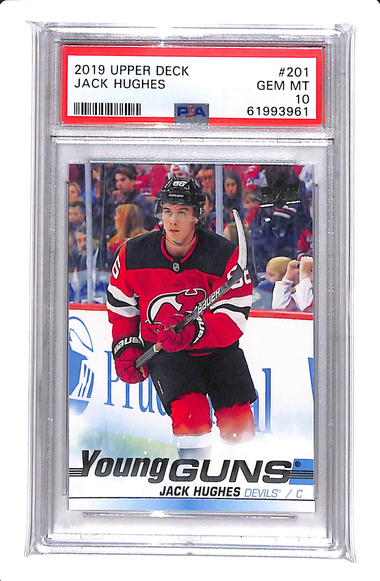 2019-2020 UPPER DECK SERIES 1 JACK HUGHES YOUNG GUNS PSA 10 #201
