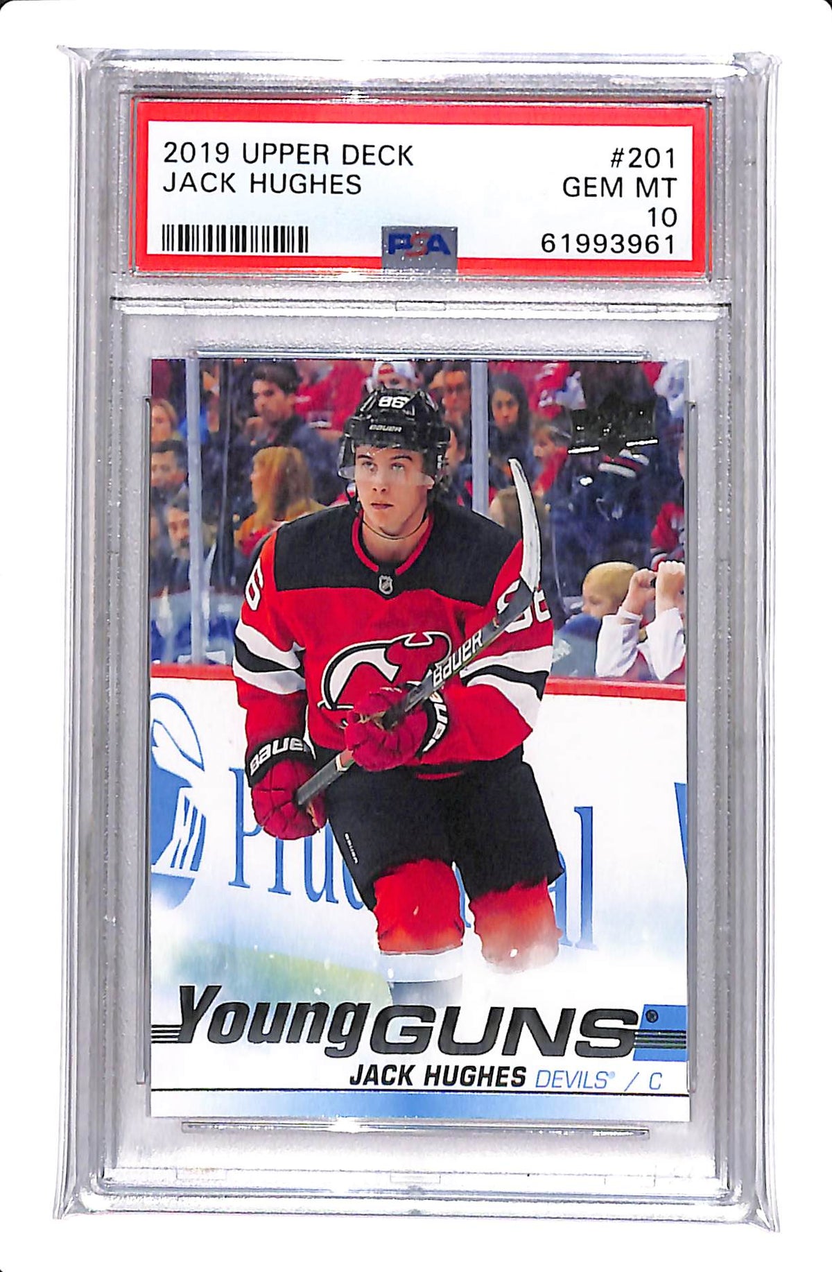 2019-2020 UPPER DECK SERIES 1 JACK HUGHES YOUNG GUNS PSA 10 #201