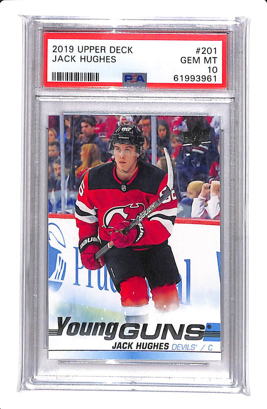 2019-2020 UPPER DECK SERIES 1 JACK HUGHES YOUNG GUNS PSA 10 #201
