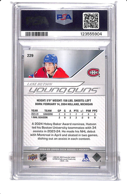 2024-25 UPPER DECK SERIES ONE LANE HUTSON YOUNG GUNS PSA 9 #229