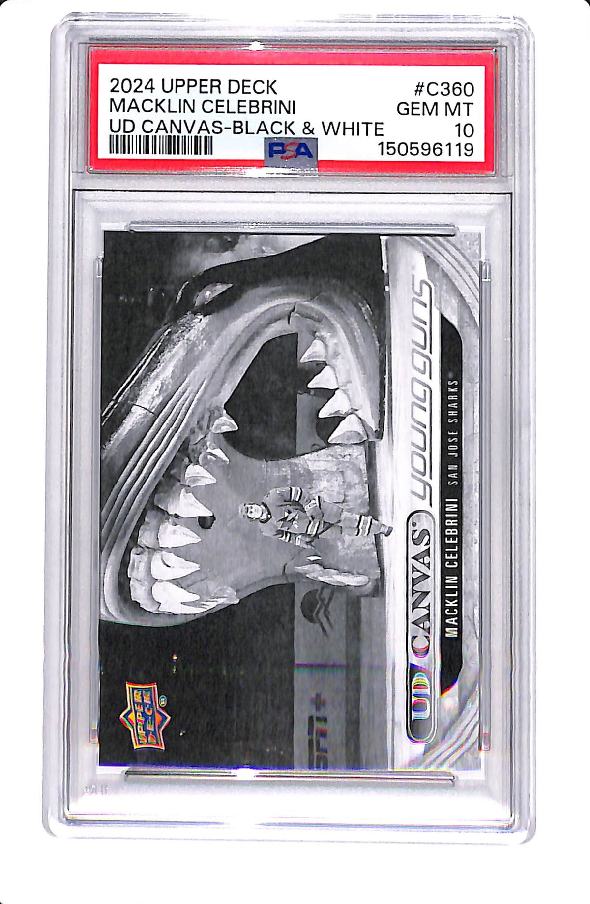 2024-25 UPPER DECK EXTENDED SERIES MACKLIN CELEBRINI YOUNG GUNS CANVAS BLACK/WHITE PSA 10 #C360