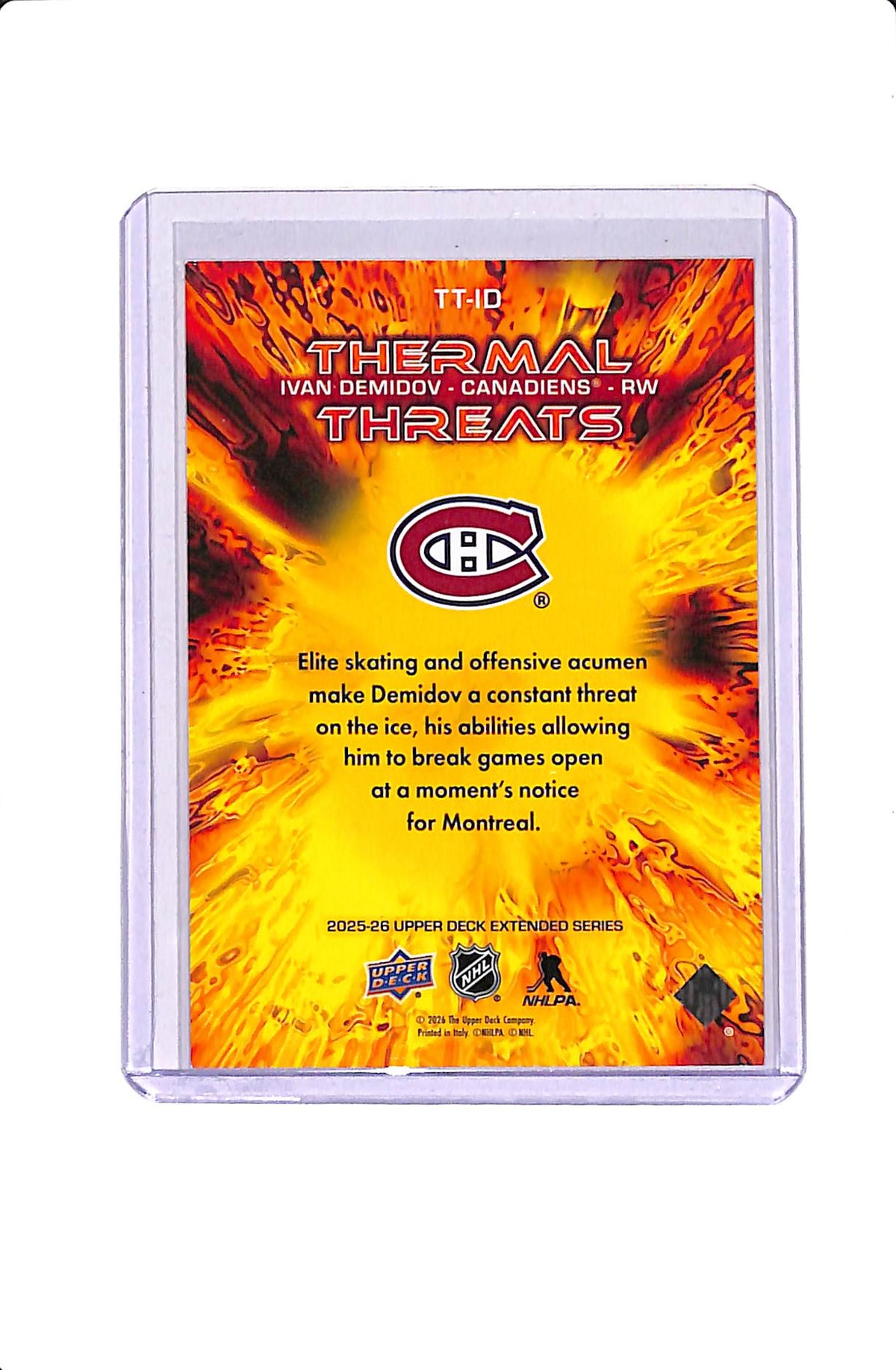 2025-26 UPPER DECK EXTENDED SERIES IVAN DEMIDOV THERMAL THREATS #TT-ID