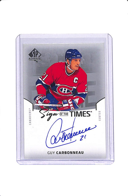 2025-26 UPPER DECK SP AUTHENTIC GUY CARBONNEAU SIGN OF THE TIMES AUTO #SOTT-GC