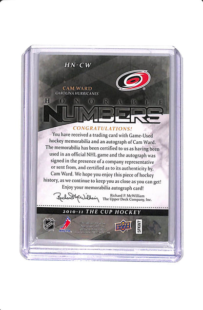 2010-11 UPPER DECK THE CUP CAM WARD HONORABLE NUMBERS PATCH AUTO /30 #HN-CW