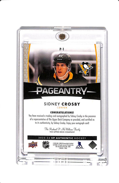2023-24 UD SP AUTHENTIC SIDNEY CROSBY PAGEANTRY AUTO #P-1