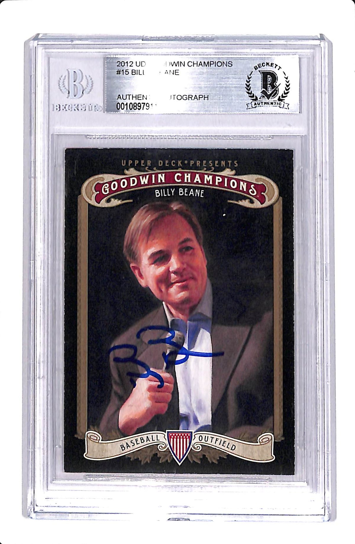 2012 UPPER DECK GOODWIN CHAMPIONS BILLY BEANE AUTO BGS AUTHENTIC #15
