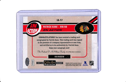 2017-18 UPPER DECK O-PEE-CHEE PLATINUM PATRICK KANE EN ACTION AUTO #IA-17