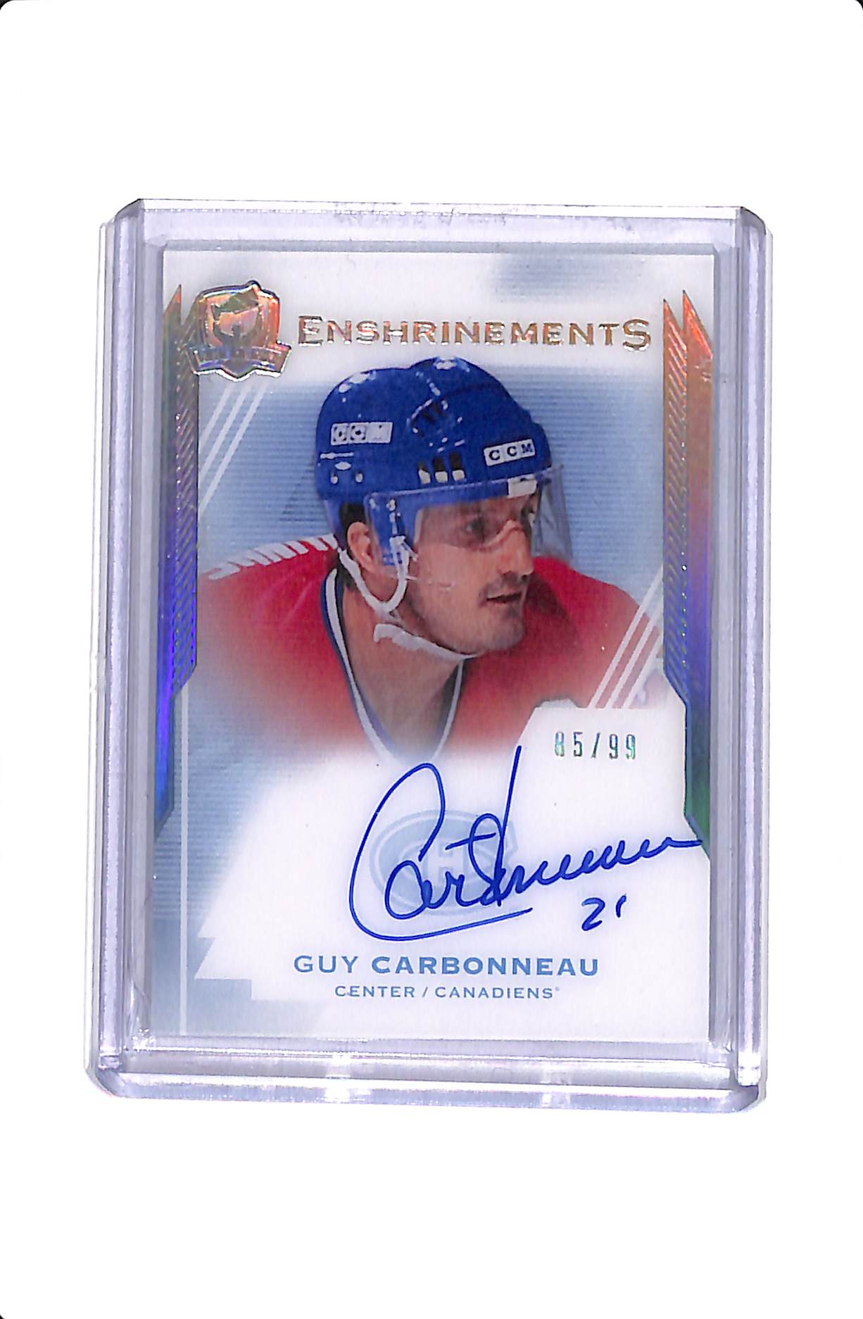 2015-16 UPPER DECK THE CUP GUY CARBONNEAU ENSHRINMENTS AUTO /99 #E-GC
