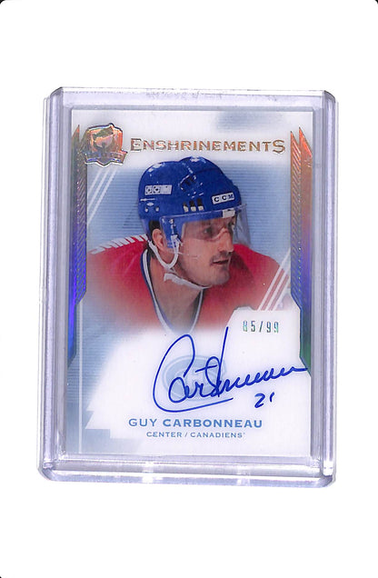 2015-16 UPPER DECK THE CUP GUY CARBONNEAU ENSHRINMENTS AUTO /99 #E-GC