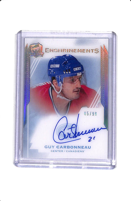 2015-16 UPPER DECK THE CUP GUY CARBONNEAU ENSHRINMENTS AUTO /99 #E-GC