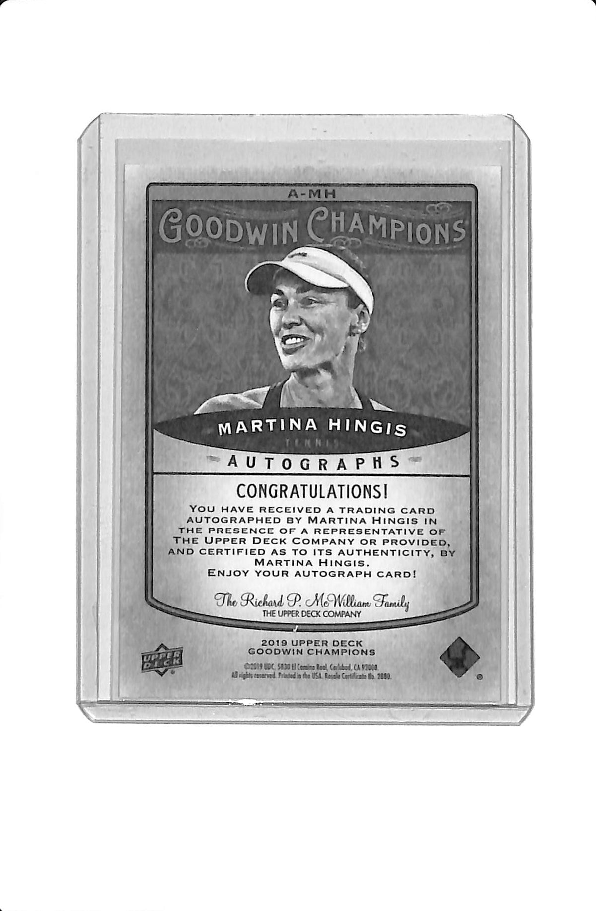 2019 UPPER DECK GOODWIN CHAMPIONS MARTINA HINGIS AUTO #A-MH