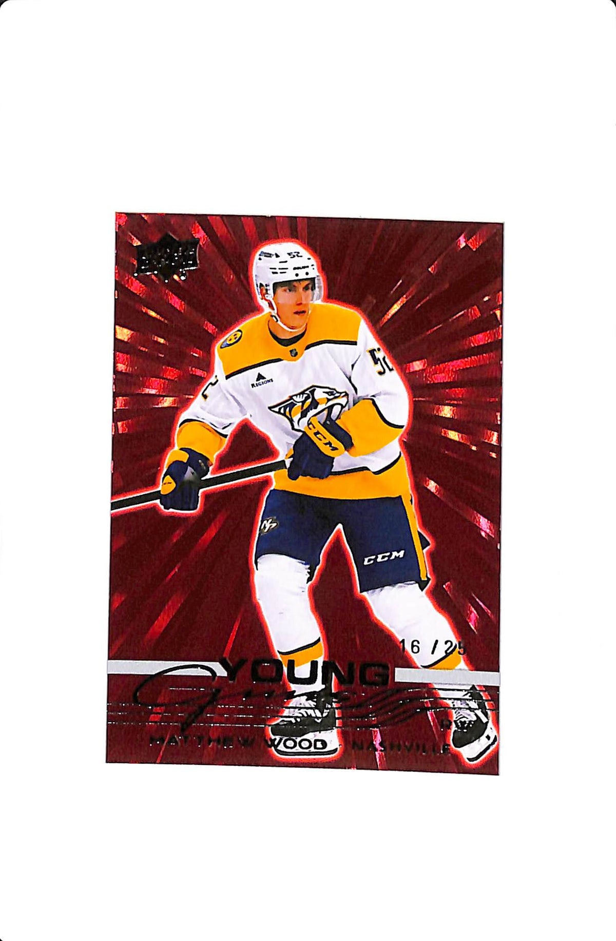2025-26 UPPER DECK SERIES 1 MATTHEW WOOD YOUNG GUNS OUTBURST RED /25 #228