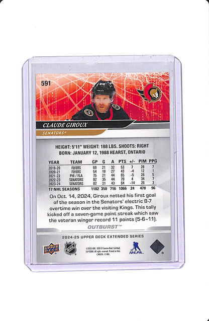2024-25 UD EXTENDED SERIES RED OUTBURST CLAUDE GIROUX 09/25