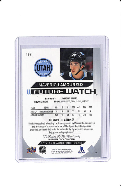 2024-25 UD SP AUTHENTIC HOCKEY FUTURE WATCH AUTO MAVERIC LAMOUREUX /999