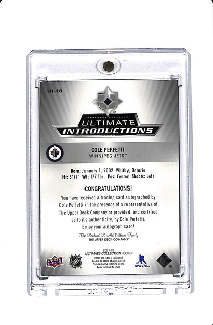 2021-22 UD ULTIMATE COLE PERFETTI ULTIMATE INTRODUCTIONS AUTOGRAPH 44/50