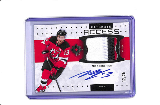 2024-25 UPPER DECK ULTIMATE NICO HISCHIER #UA-NH ULTIMATE ACCESS PATCH AUTO /25