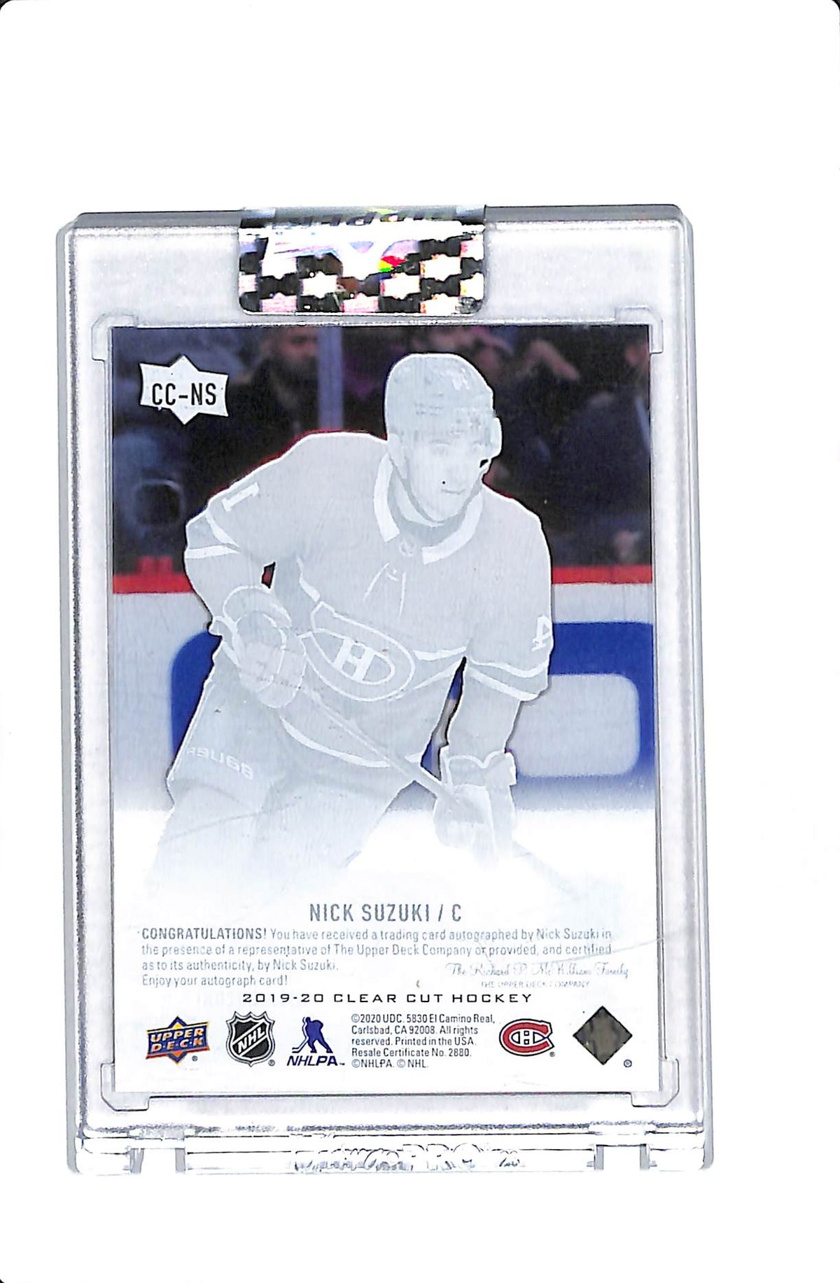 2019-20 UPPER DECK CLEAR CUT NICK SUZUKI CLEAR CUT ROOKIE AUTO #CC-NS