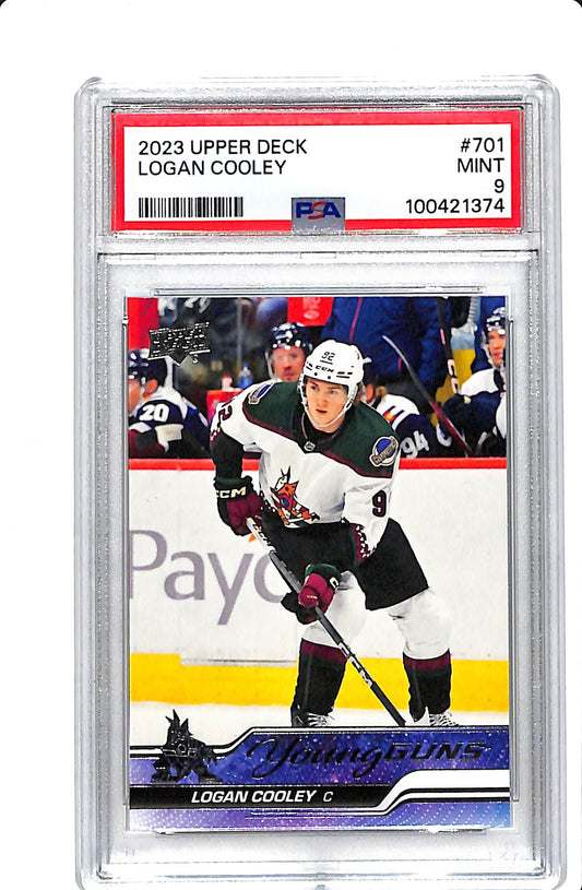 2023 UPPER DECK YOUNG GUNS LOGAN COOLEY #701 PSA 9
