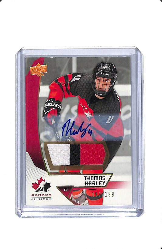 2019-20 UPPER DECK TEAM CANADA JUNIORS THOMAS HARLEY GOLD PATCH AUTO #78 197/199