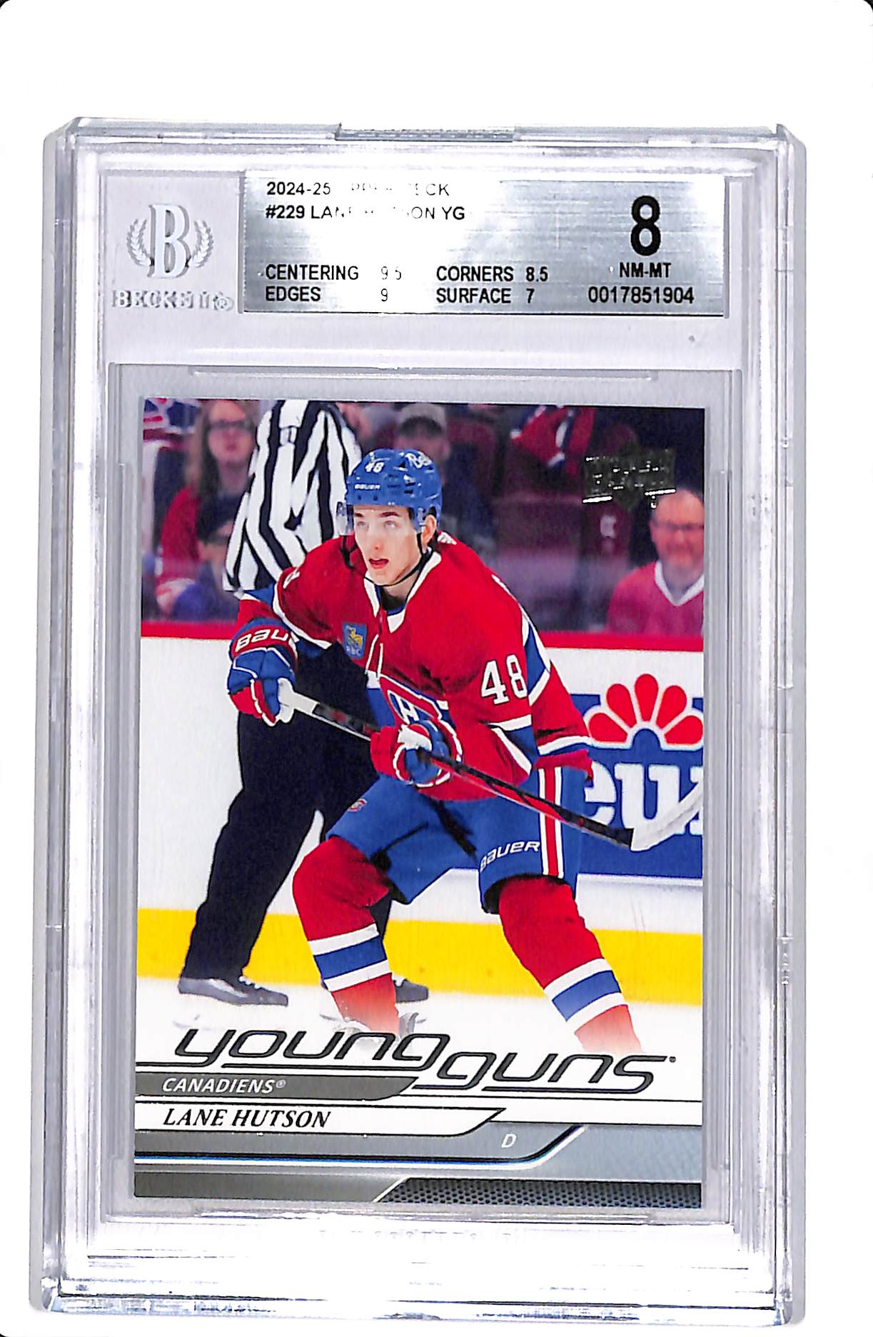 2024-25 UPPER DECK LANE HUTSON YOUNG GUNS BGS 8 #229