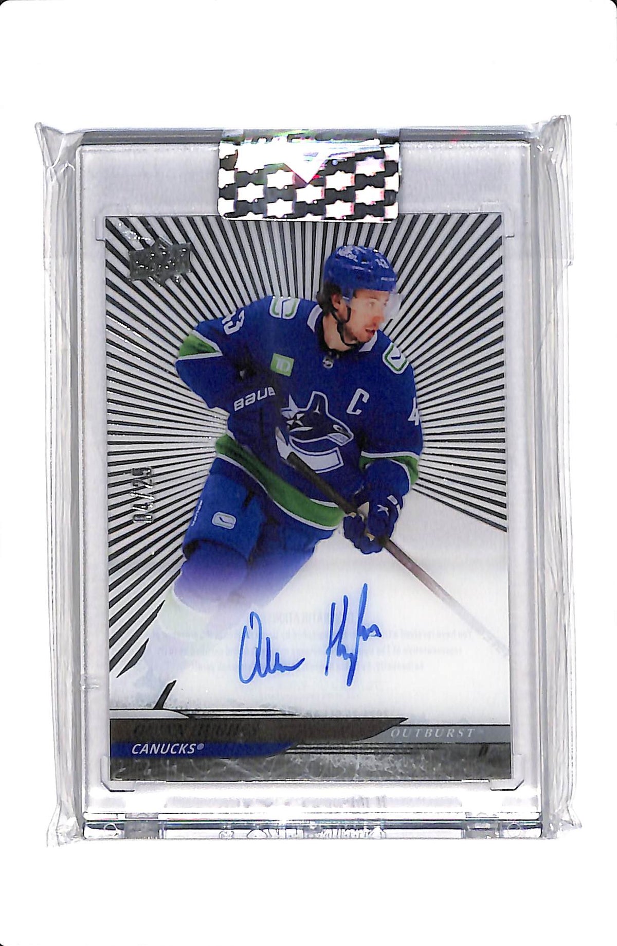 2024-25 UPPER DECK CLEAR CUT QUINN HUGHES #CC-QH OUTBURST AUTO /25