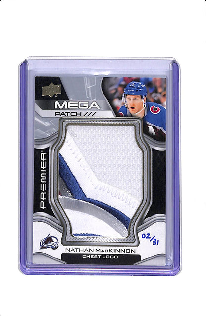 2022-23 UPPER DECK PREMIER MEGA PATCH CHEST LOGO NATHAN MACKINNON /31