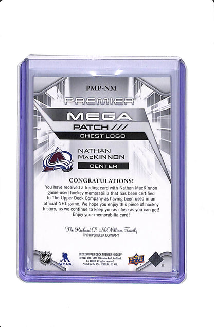 2022-23 UPPER DECK PREMIER MEGA PATCH CHEST LOGO NATHAN MACKINNON /31
