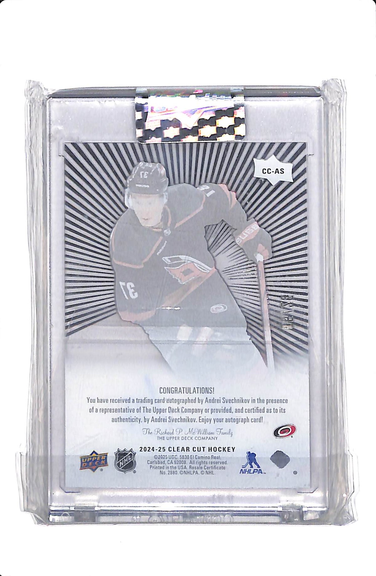 2024-25 UD CLEAR CUT ANDREI SVECHNIKOV #CC-AS OUTBURST AUTO /25
