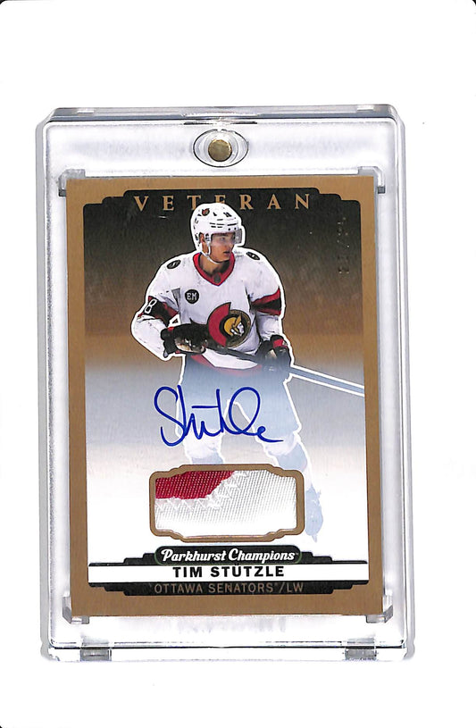 2022-23 UPPER DECK PARKHURST CHAMPIONS TIM STUTZLE #165 VETERAN PATCH AUTO /25