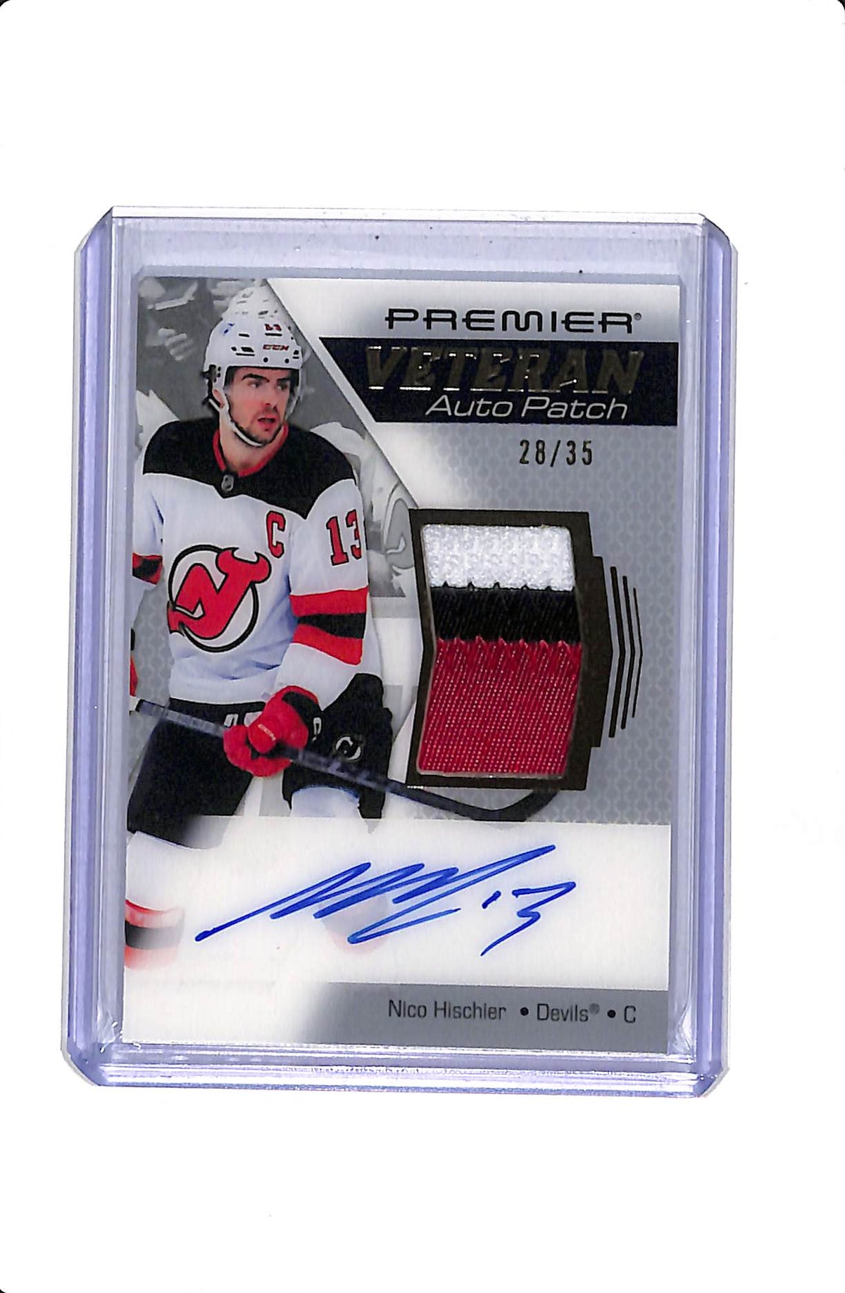 2025-26 UPPER DECK PREMIER VETERAN AUTO PATCH NICO HISCHIER /35 #AV-NH