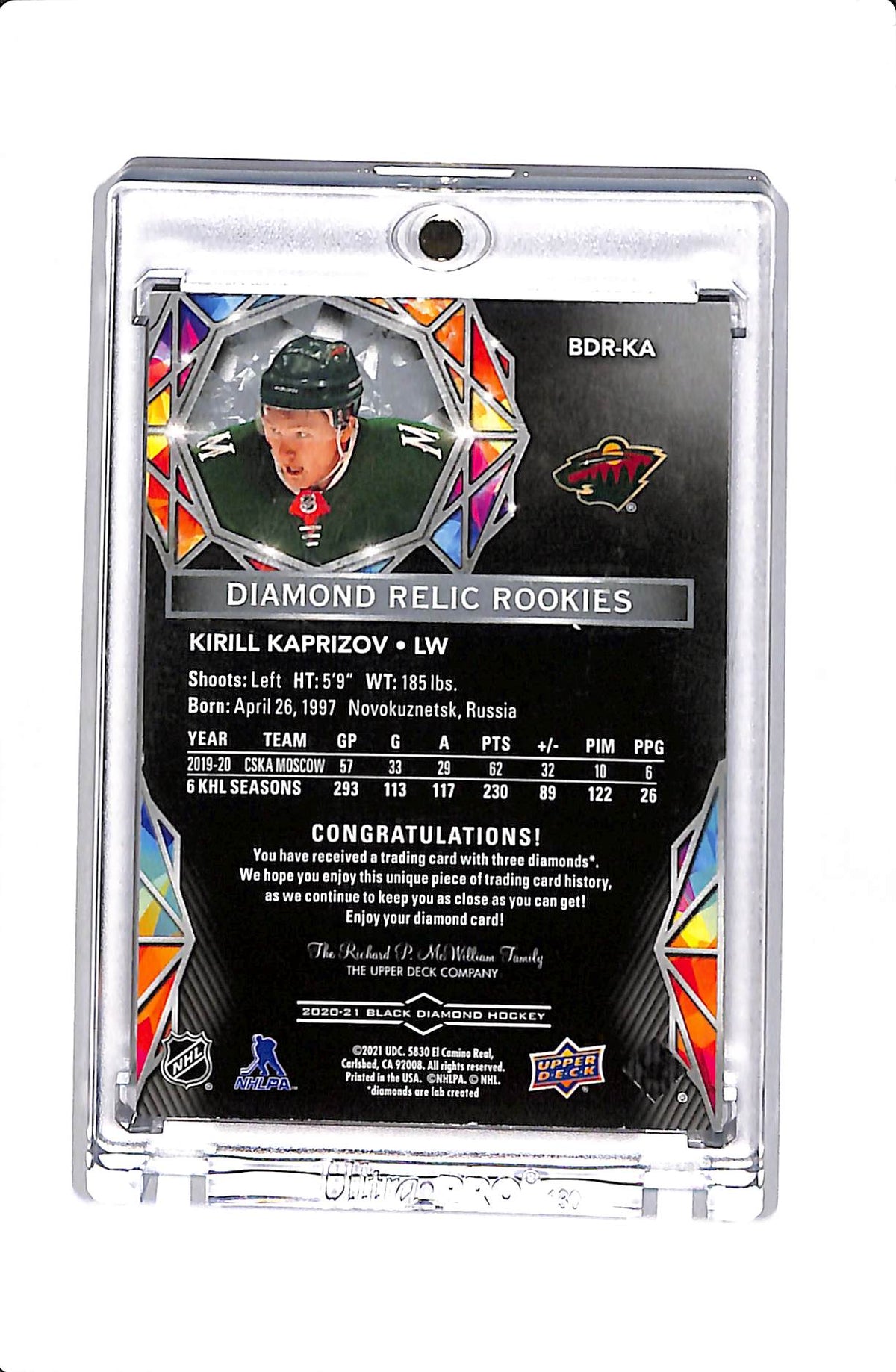 2020-21 UD BLACK DIAMOND KIRILL KAPRIZOV DIAMOND RELIC ROOKIES /99 #BDR-KA