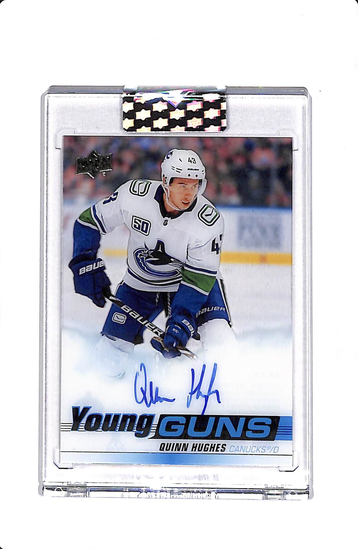 2024-25 UPPER DECK CLEAR CUT QUINN HUGHES YOUNG GUNS AUTO #RA-QH