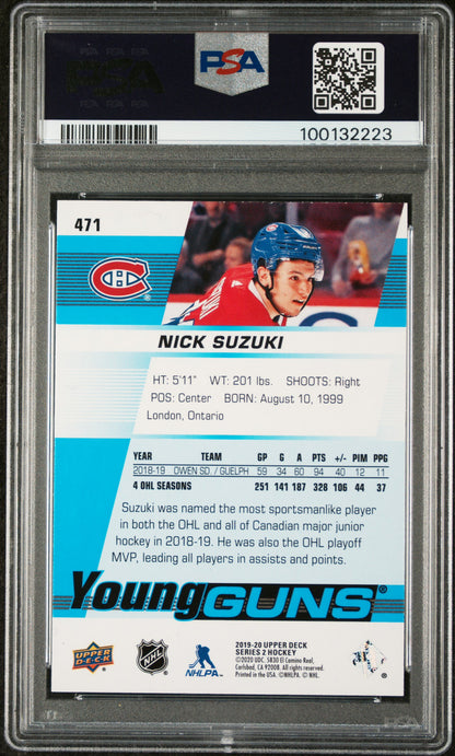 2019-20 UPPER DECK SERIES 2 NICK SUZUKI YOUNG GUNS PSA 9 #471