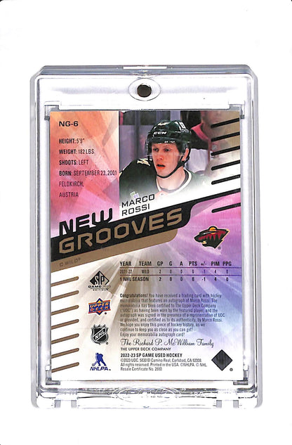 2022-23 UPPER DECK SP GAME USED MARCO ROSSI #NG-6 NEW GROOVES PREMIUM AUTO /10