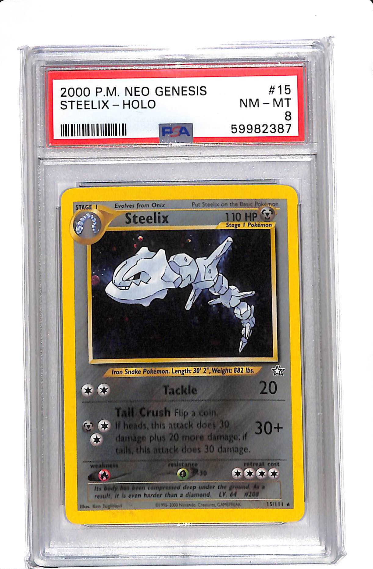 2000 POKEMON NEO GENESIS #15 STEELIX HOLO PSA 8