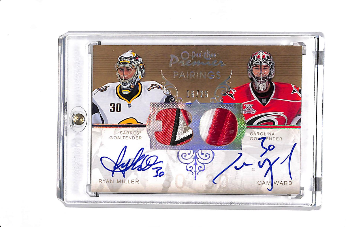 2007-08 UPPER DECK O-PEE-CHEE RYAN MILLER CAM WARD PAIRINGS PATCH AUTO /25