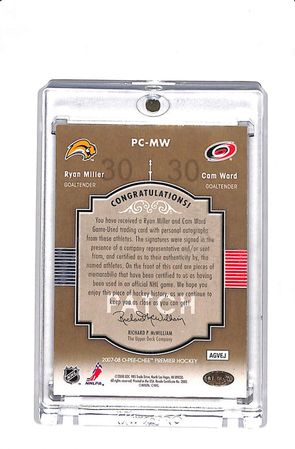 2007-08 UPPER DECK O-PEE-CHEE RYAN MILLER CAM WARD PAIRINGS PATCH AUTO /25