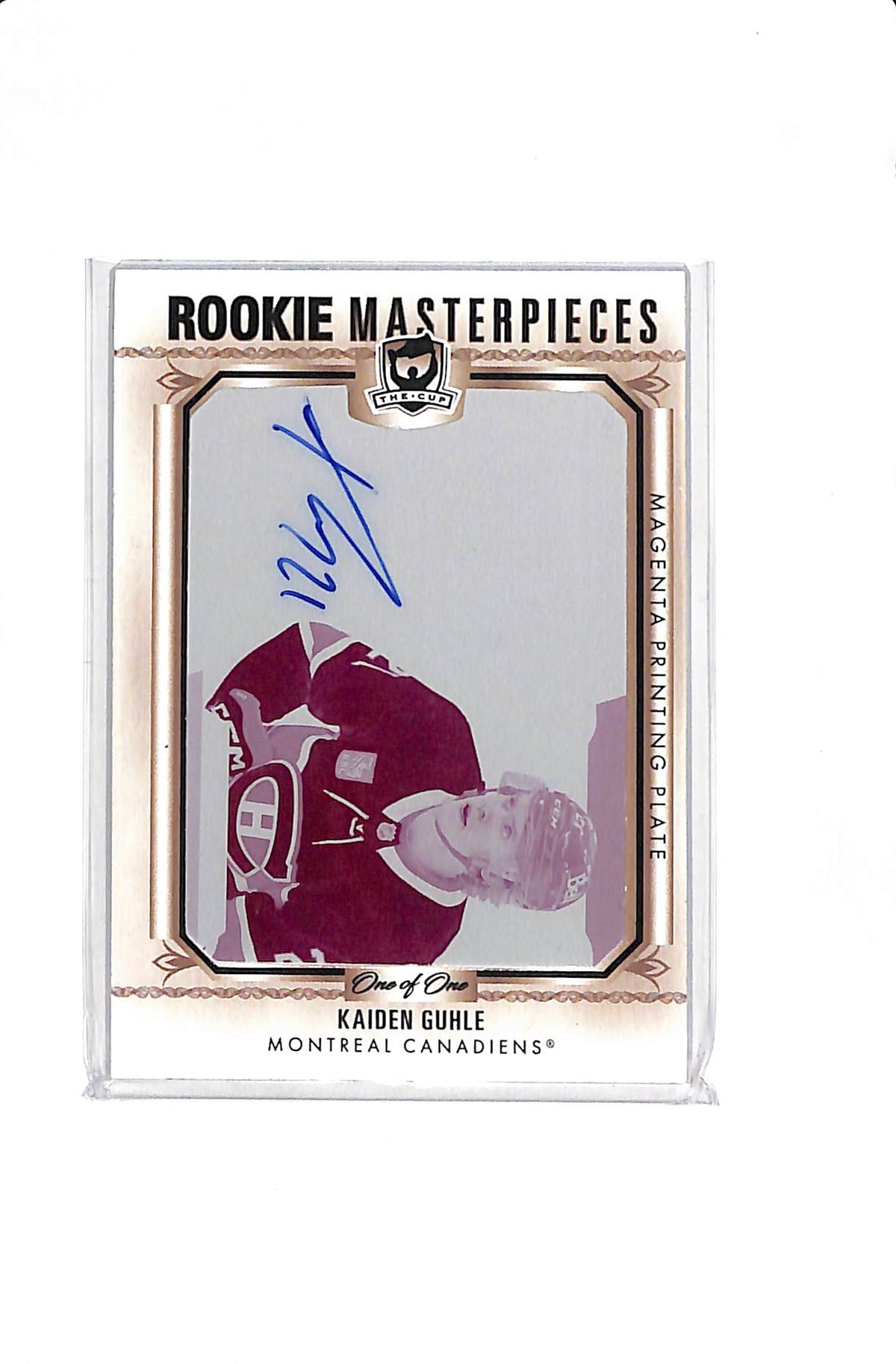 2022-23 UPPER DECK KAIDEN GUHLE ROOKIE MASTERPIECES ECH 1/1 AUTO MAGENTA PRINTING PLATE