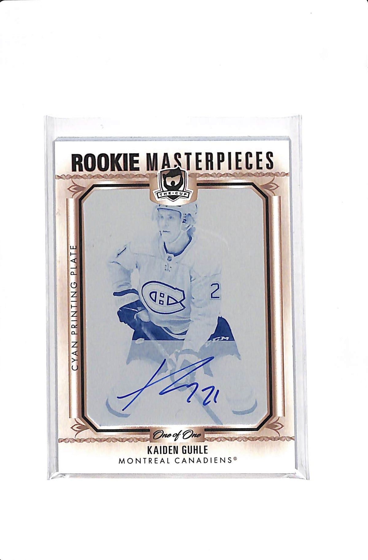 2022-23 UPPER DECK KAIDEN GUHLE ROOKIE MASTERPIECES RFWA 1/1 AUTO CYAN PRINTING PLATE
